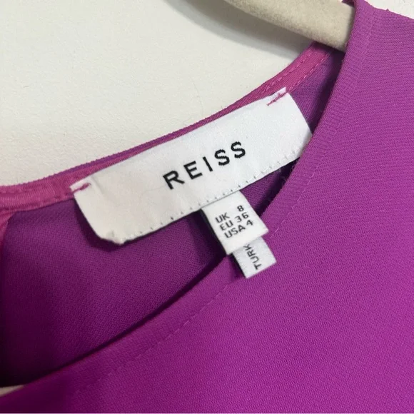 Reiss Valentina Tie Waist Bodycon Midi Dress Sz 4 Magenta